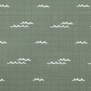Mini Crib Sheet, GOTS Certified Organic Muslin Cotton, Ocean Waves