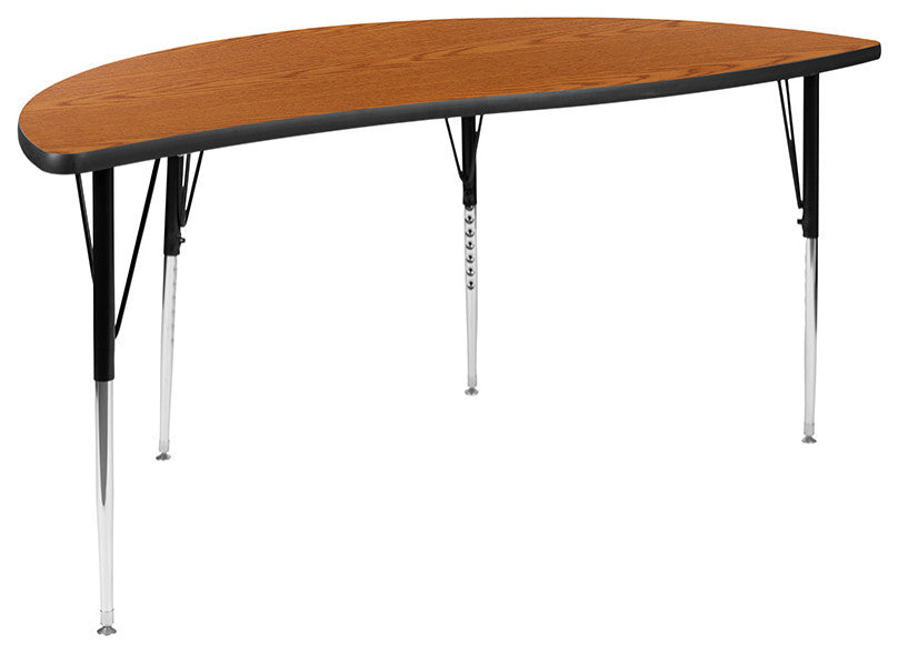 86" Oval Wave Flexible Laminate Activity Table Set -18" Student Stack Chairs, Oa