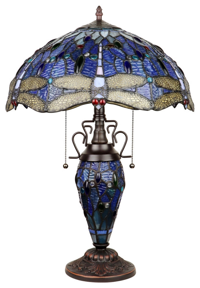Chloe Lighting Sunniva Dragonfly-Style 3 Light Double Lit Table Lamp 16" Wide