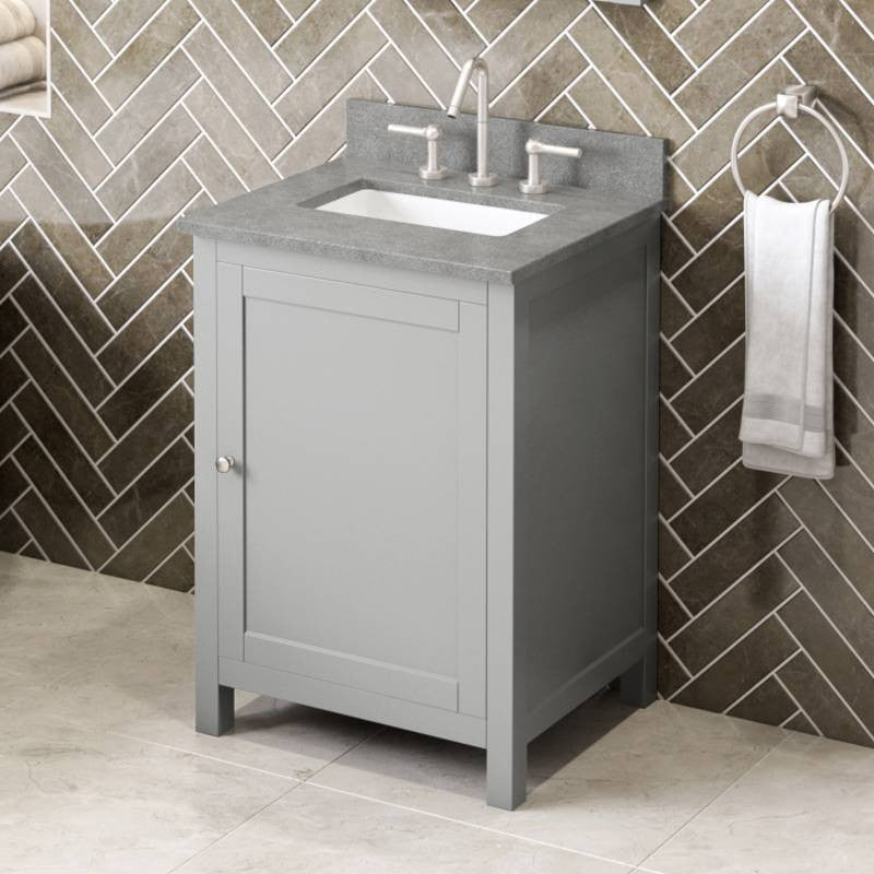 Astoria Transitional 24" Grey Vanity, Steel Grey Cultured Marble Vanity Top