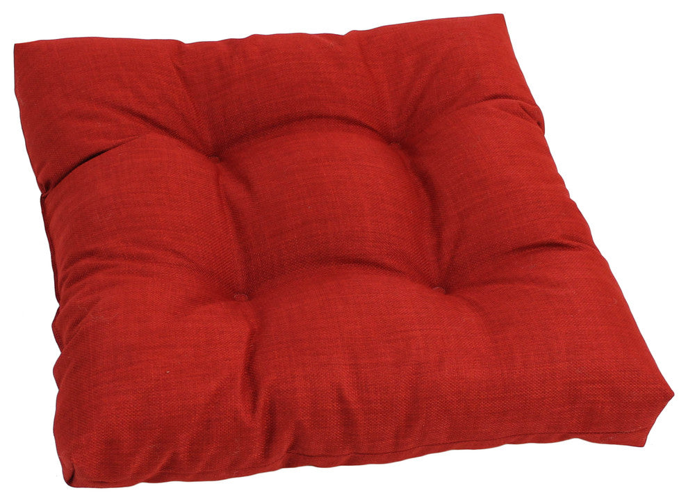 19" Squared Spun Polyester Tufted Dining Chair Cushion, Papprika