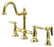 Kingston Brass Bridge Kitchen Faucet With Brass Sprayer, Polished Brass