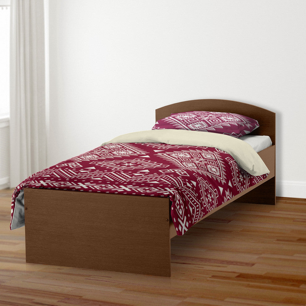 Maroon Tribal Print Twin Brushed Poly Duvet