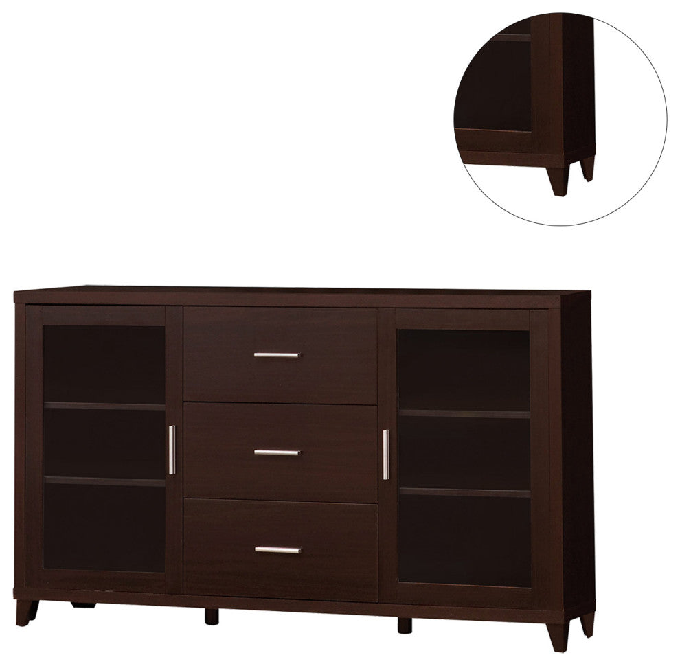 3 Drawers and 2 Doors TV Console, Cappuccino