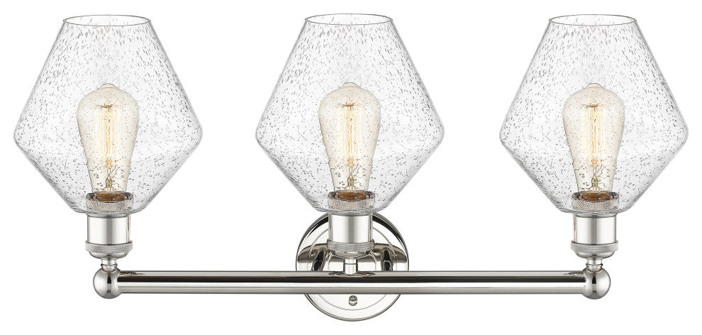 Cindyrella 3-Light 26" Bath Vanity Light, Polished Nickel, Seedy Shade