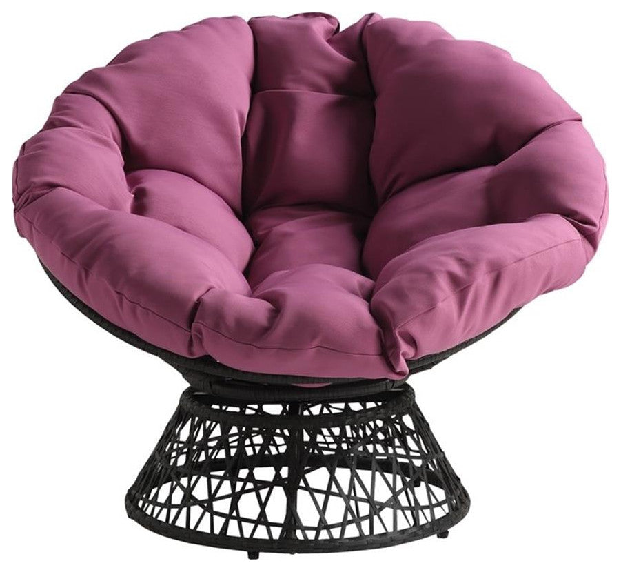 Papasan Chair with Purple cushion and Gray Wicker Resin Frame