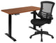 Mahogany Electric Height Adjustable Stand Up Desk with Office Chair