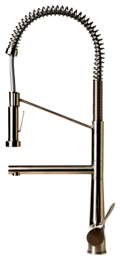 Double Spout Commercial Spring Kitchen Faucet, Brushed Nickel