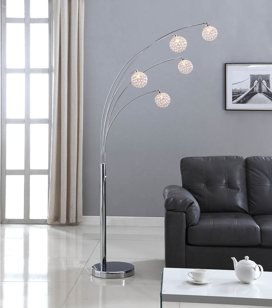 Manhattan 5-Arch Crystal Ball 84" Arched Floor Lamp