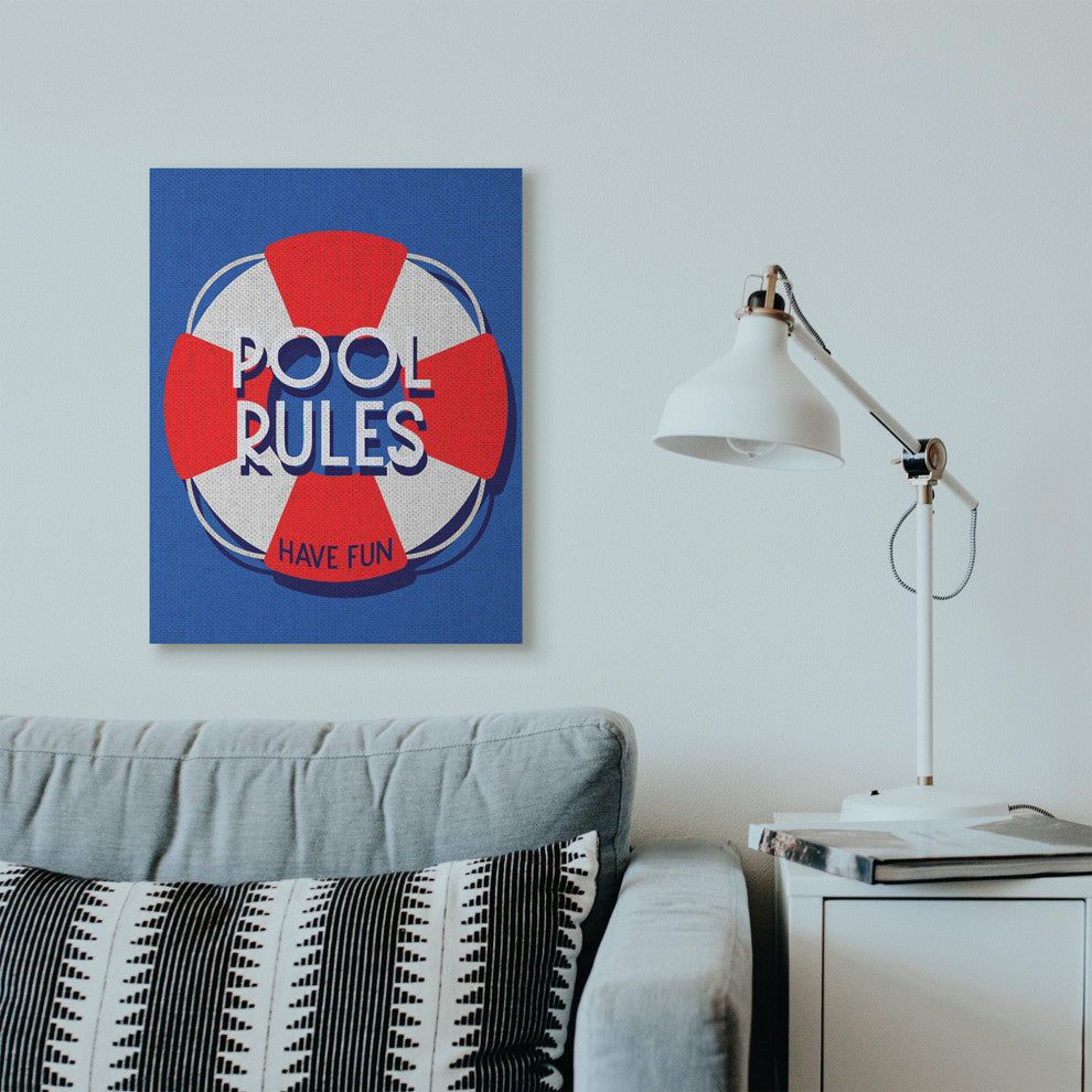 Pool Rules Beach Coast Ocean Blue Red Word Design, 24