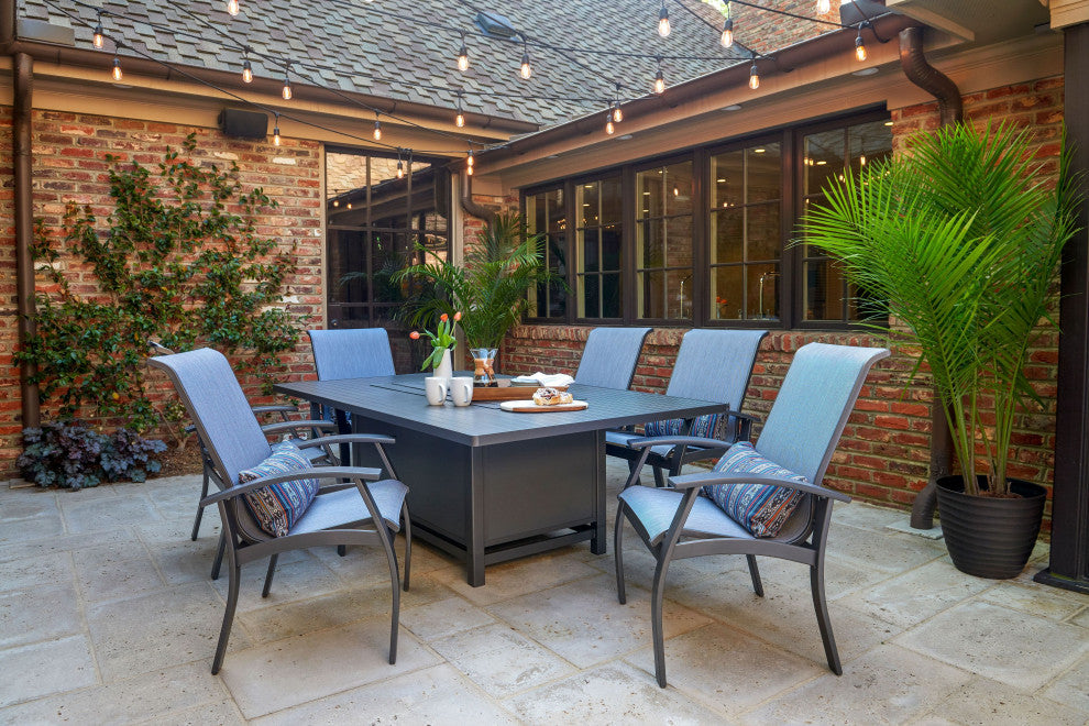 Belle Isle Sling Outdoor Dining Chair, Fossil/Black