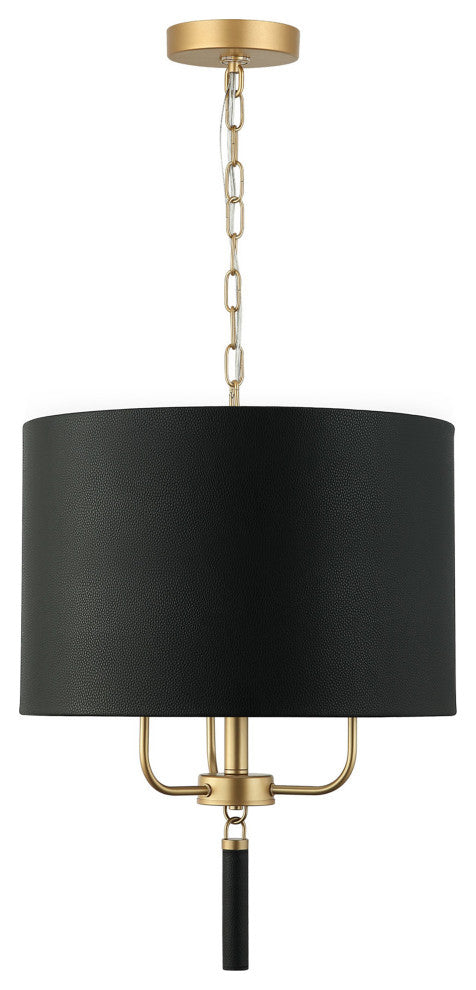 Secret Agent 3-Lt Pendant - Painted Gold/Black Leather