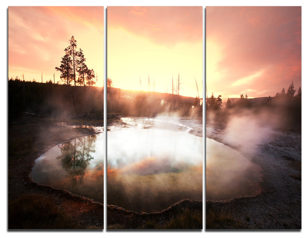 "Evening at Morning Glory Pool" Photo Canvas Print, 3 Panels, 36"x28"