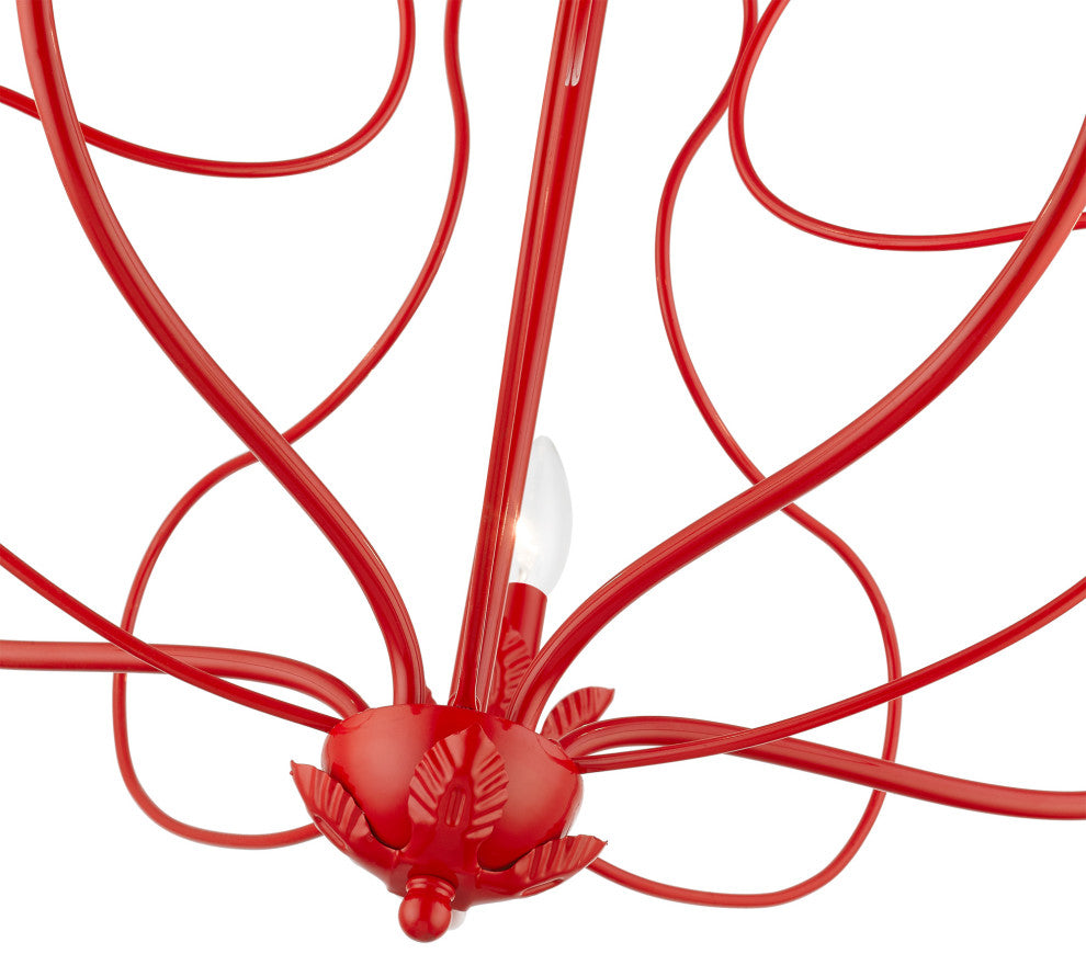 Livex Lighting 5 Light Shiny Red Chandelier