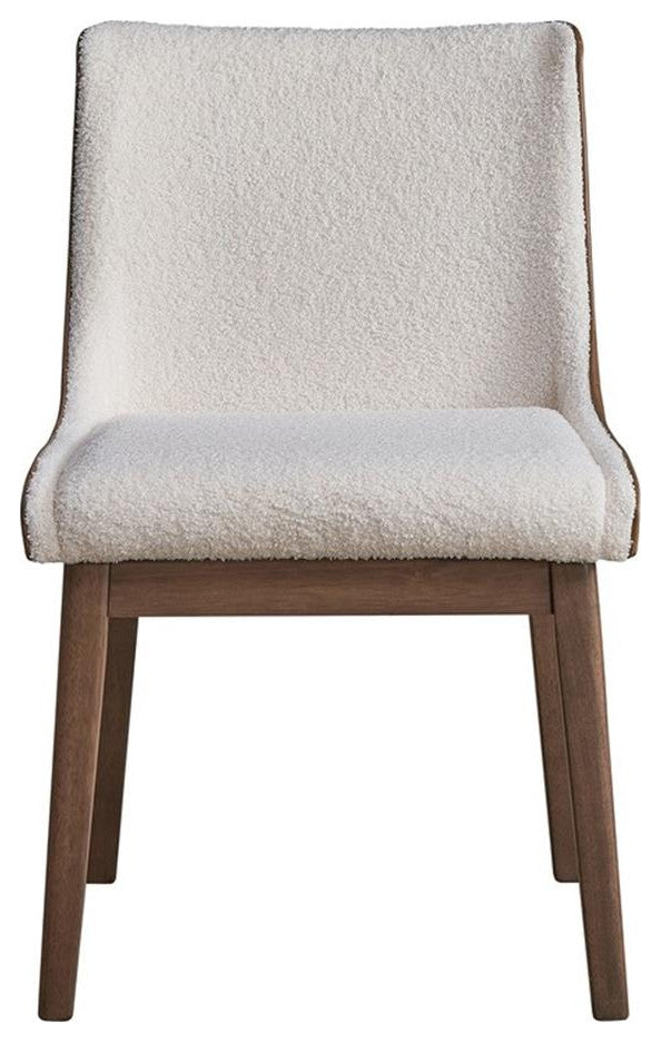 Pemberly Row 19" Velvet Side Chairs in White/Brown/Walnut (Set of 2)