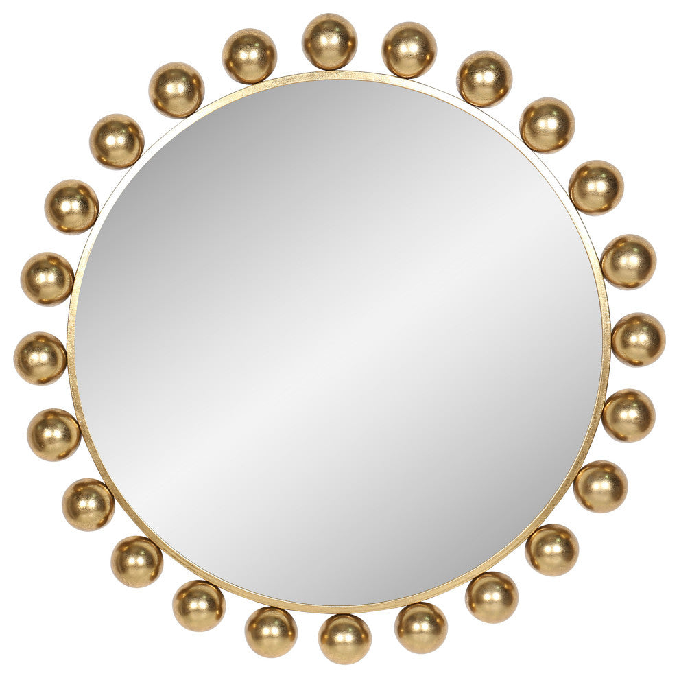 Metal, 42", Round Mirror, Gold