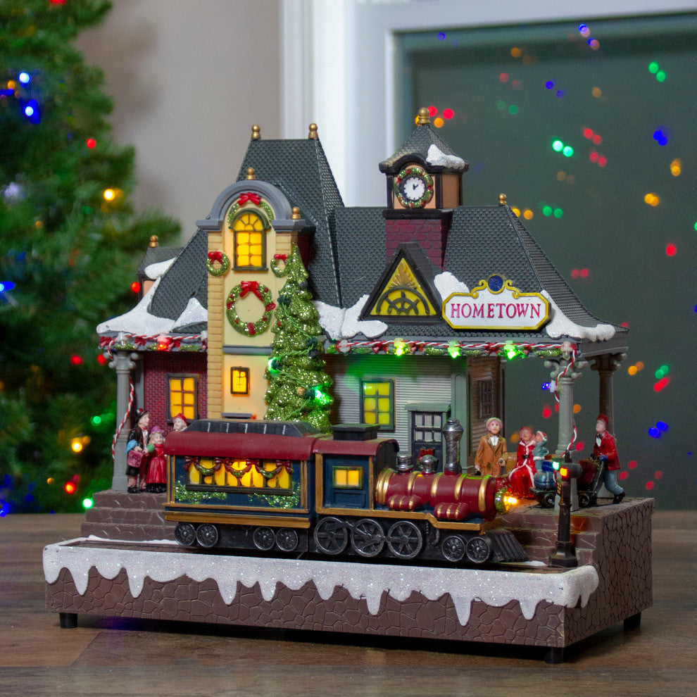13" LED lighted Christmas Village With Turning Function And Music
