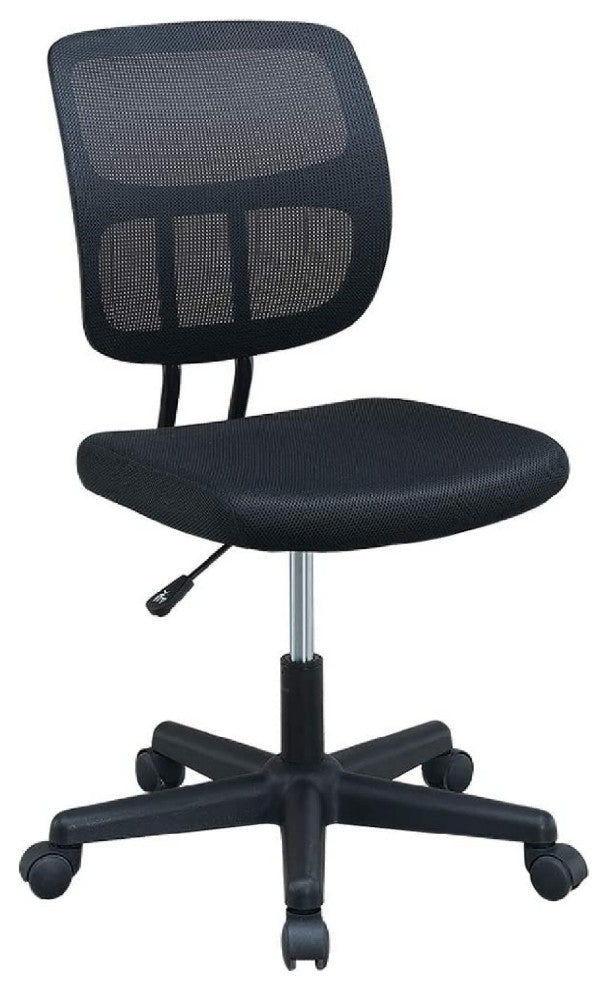 Benzara BM266474 Office Chair With Curved Mesh Back and Adjustable Height, Black