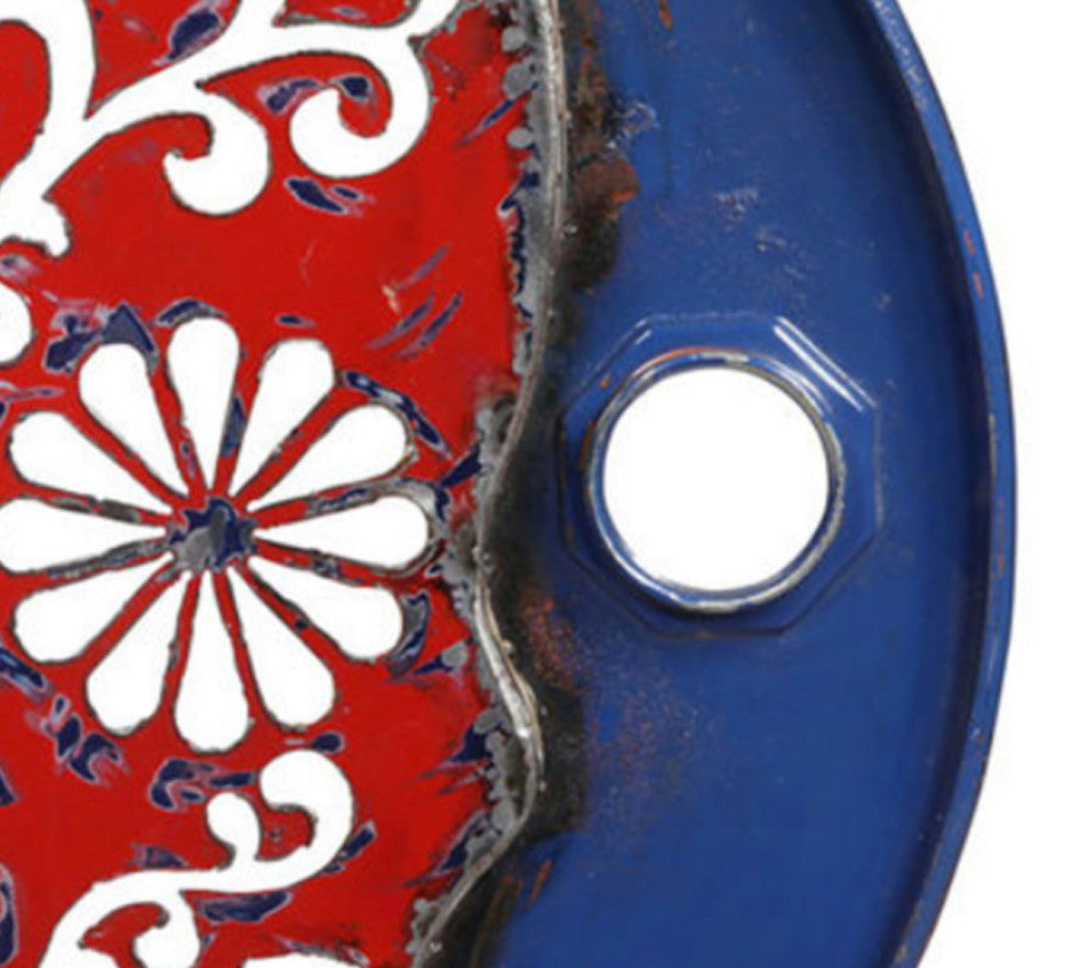 Industrial Pop Art Iron Skull Red & Blue