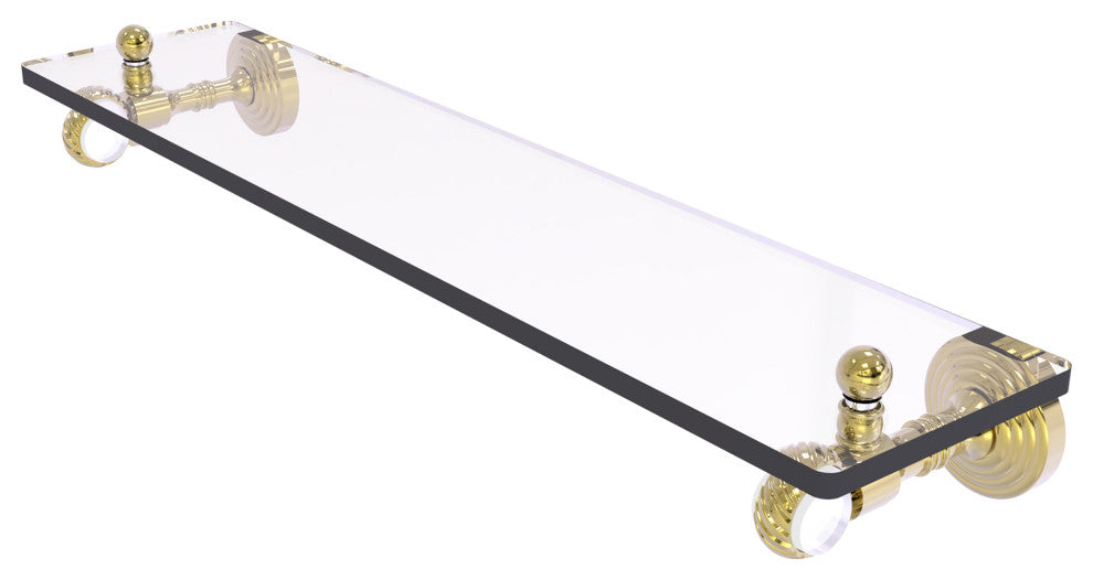Pacific Grove 22" Glass Shelf with Twisted Accents, Unlacquered Brass