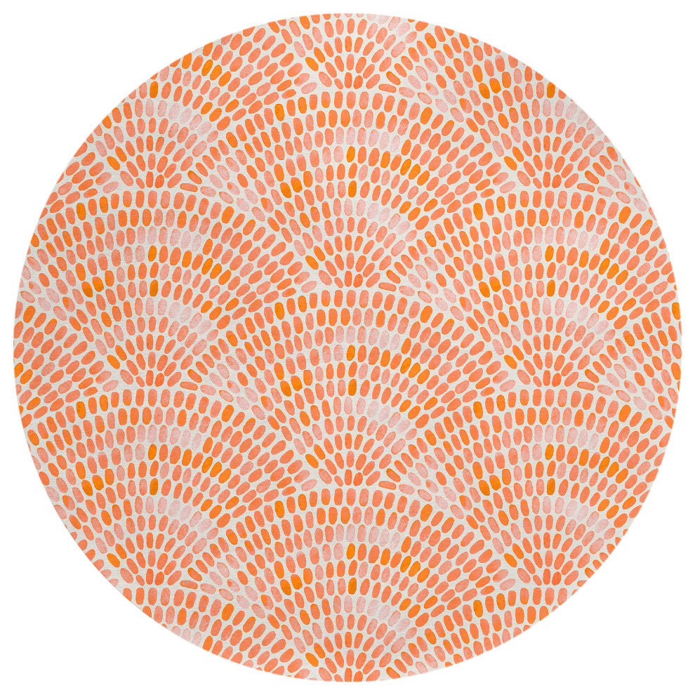 Indoor/Outdoor Seabreeze SZ7 Salmon Machine Washable 8' x 8' Round Rug