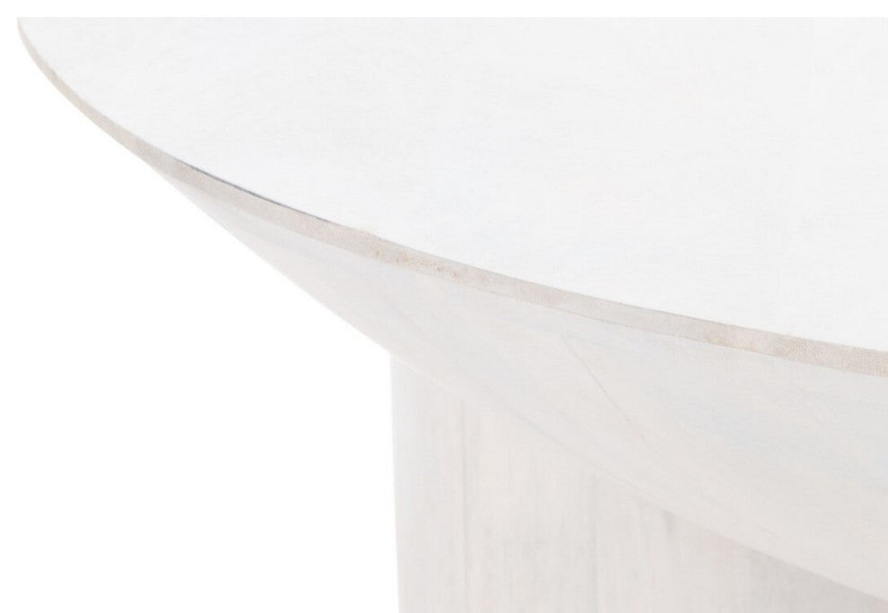 Safavieh Couture Calhoun Round Wood Coffee Table, White Wash