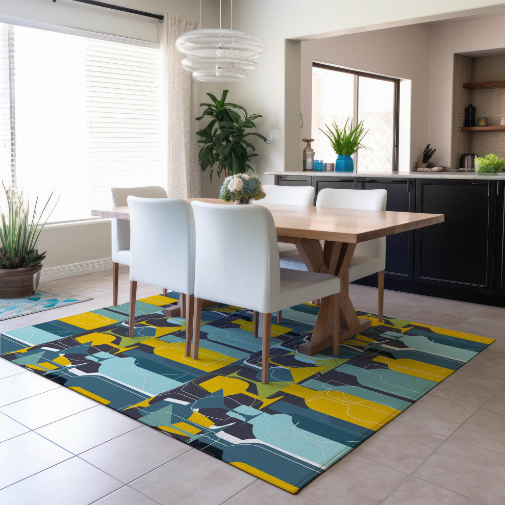 Indoor/Outdoor Kendall KE13 Ink Machine Washable 5' x 7'6" Rug