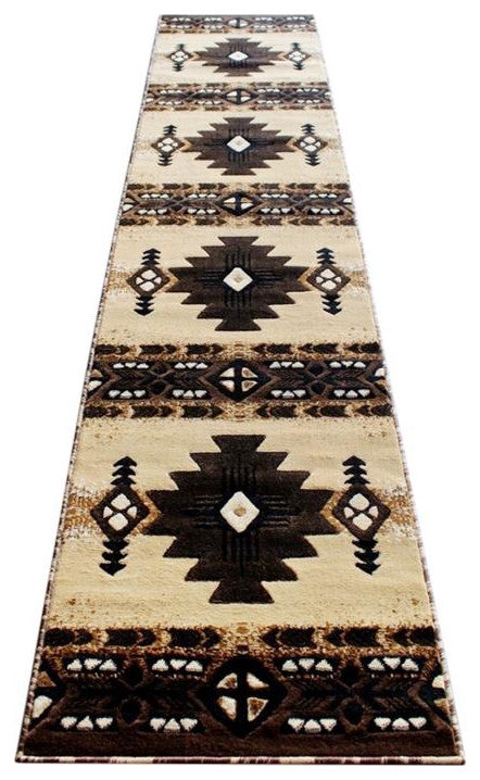 Mohave Collection Traditional Southwestern Style Area Rug, Brown, 2' X 10'