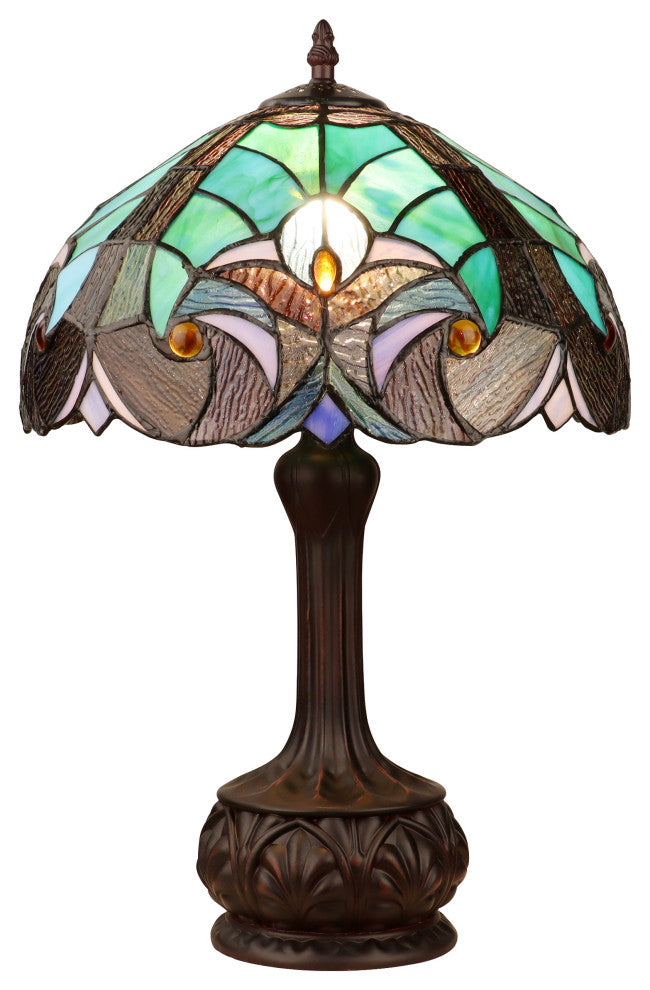Liaison Tiffany-Style 1-Light Victorian Table Lamp 12" Shade