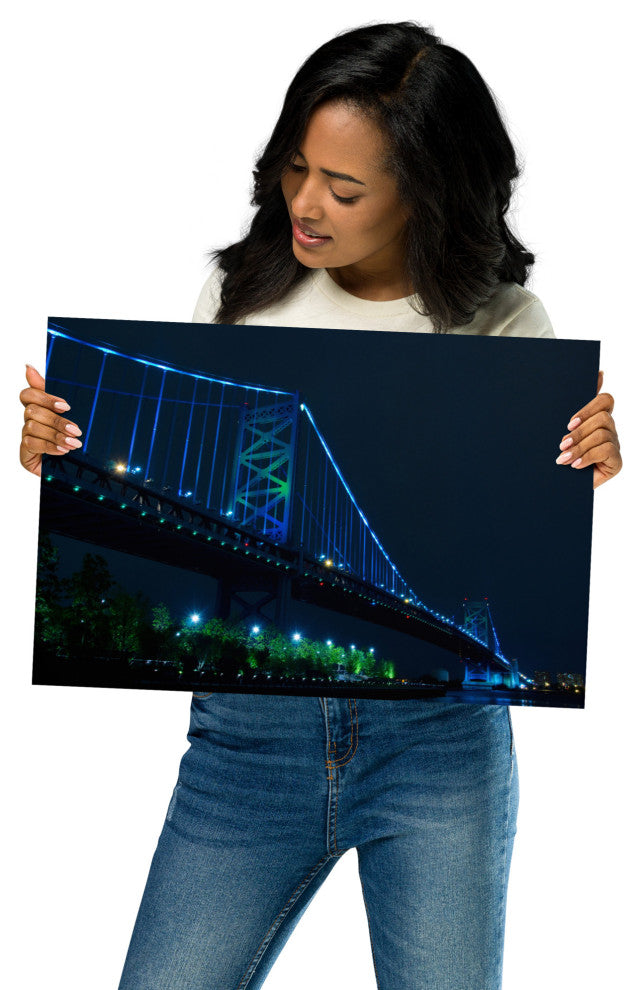 Ben Franklin Bridge Night Urban Landscape Photo Unframed Wall Art Print, 12" X 18"