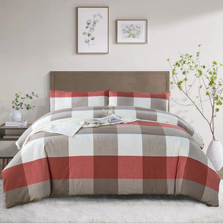 Buffalo Washed Cotton 3-Piece Duvet Set, Cherry, Queen