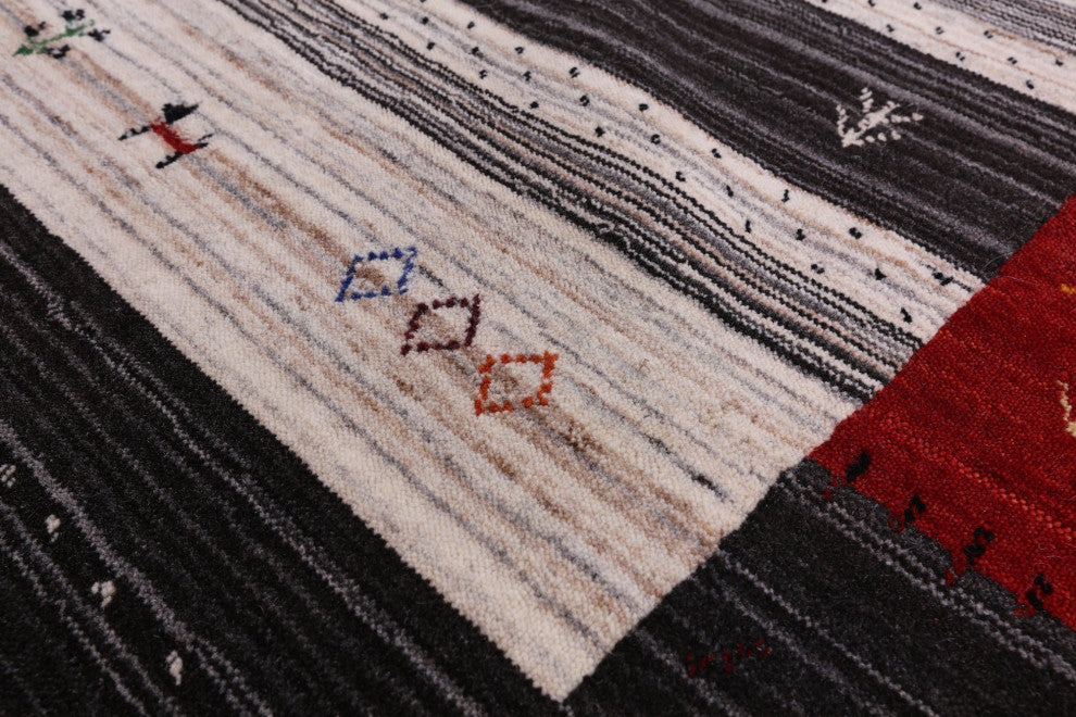 5' 6" X 8' 0" Persian Gabbeh Tribal Handmade Wool Rug Q10549