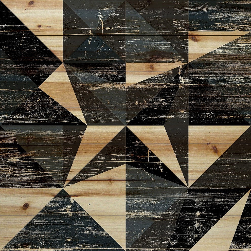"Dimensional Star" Painting Print on Natural Pine Wood