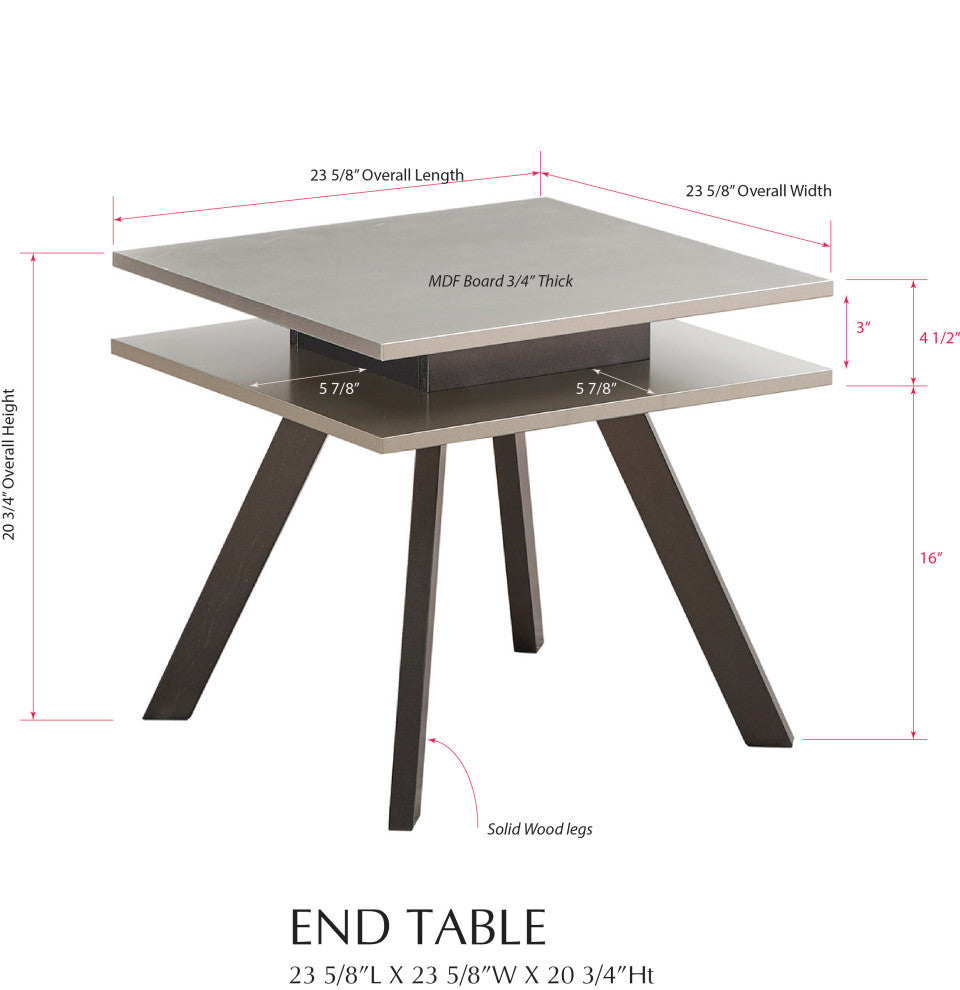 Quan Modern Coffee Table Set With Flared Legs Champagne and Gray Wood