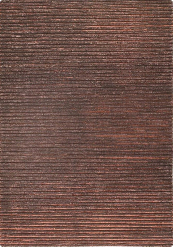 Hand Woven Brown New Zealand Wool Area Rug, 5''6"x7''10"