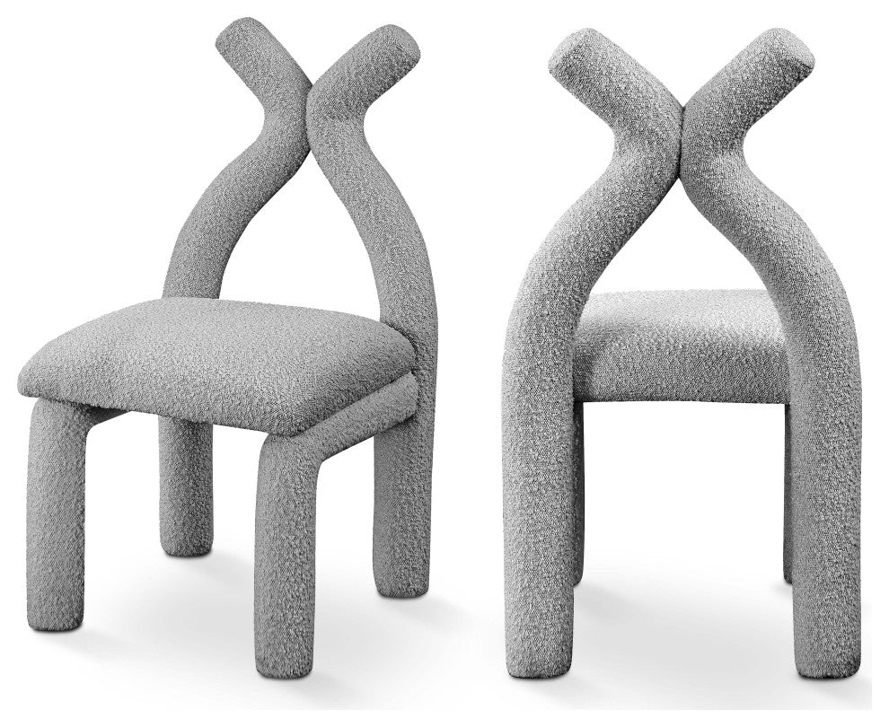 Xena Boucle Fabric Upholstered Accent/Dining Chair, Grey