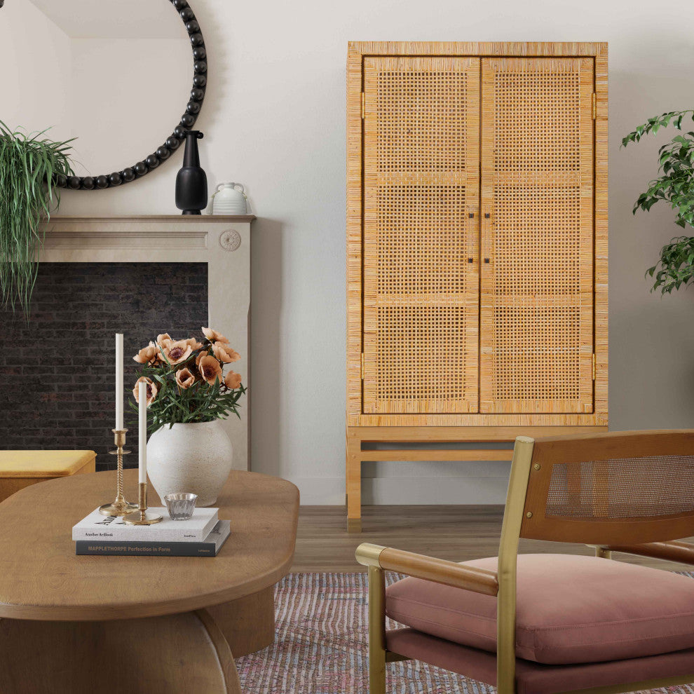 Amara Woven Rattan Wall Cabinet, Natural