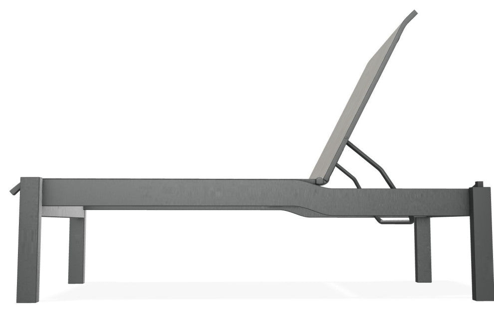 Leeward Sling Stackable Outdoor Chaise Lounge, Smoke/Graphite