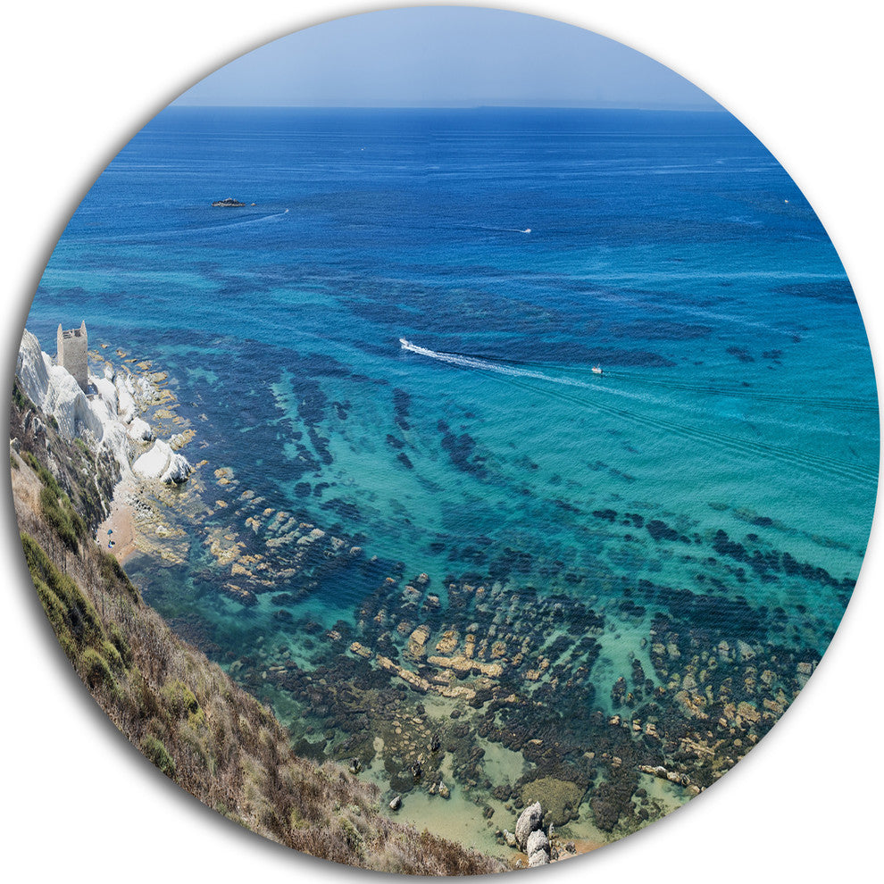 White Tip Agrigento In Sicily Italy, Landscape Round Wall Art, 23"