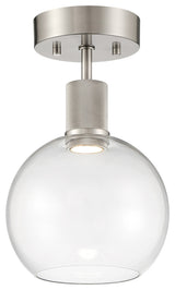 Access Lighting 63148LEDD/CLR Port Nine 8"W LED Semi-Flush Globe - Brushed