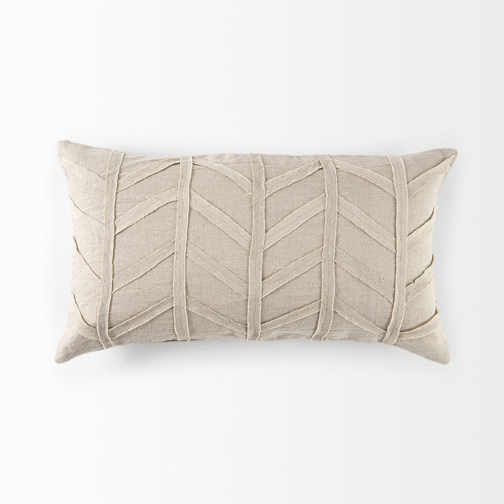 Mercana "Ivivva" 14x26 Beige Fabric Textured Decorative Pillow Cover