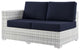 Lounge Sectional Sofa Chair Set, Rattan, Wicker, Gray Blue Navy, Outdoor