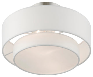 Livex Lighting 47151 Meridian 2 Light 12"W Flush Mount Drum - Brushed Nickel