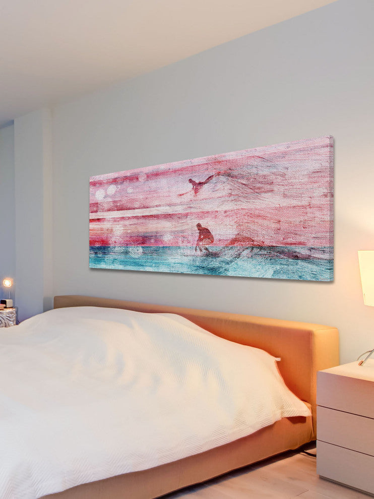 "Riding Waves" Print on Canvas, 30"x10"