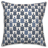 Navy and Blue Leaf Pattern 18x18 Spun Poly Pillow