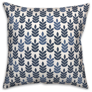 Navy and Blue Leaf Pattern 18x18 Spun Poly Pillow