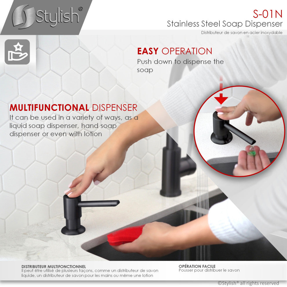 Stylish Pull Down Kitchen Faucet + Soap Dispenser Matte Black Finish