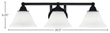 Paramount 3-Light Bath Bar, Matte Black, 7" White Muslin Glass
