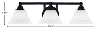 Paramount 3-Light Bath Bar, Matte Black, 7" White Muslin Glass