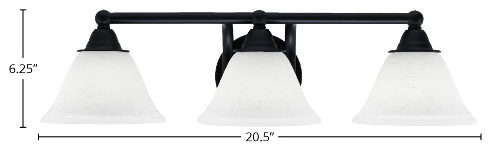 Paramount 3-Light Bath Bar, Matte Black, 7" White Muslin Glass